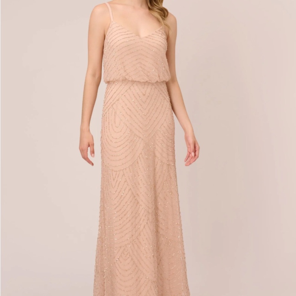 Adrianna Papell Blush Beaded Gown